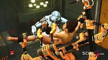 Play A hot young horny hottie in cuffs gets fucked hard by sex robot dickgirl